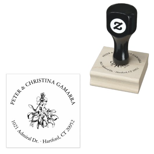 Mistletoe Christmas Retour Adres Stamp Rubberstempel (Gestempeld)