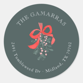 Mistletoe Christmas Return Adres Sticker