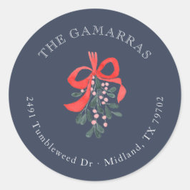 Mistletoe Christmas Return Adres Sticker