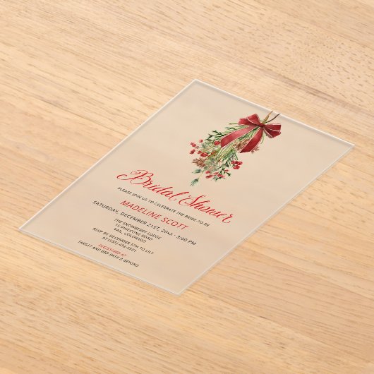 Mistletoe Christmas Winter Bridal Shower Acryl Uitnodigingen (Laagn)