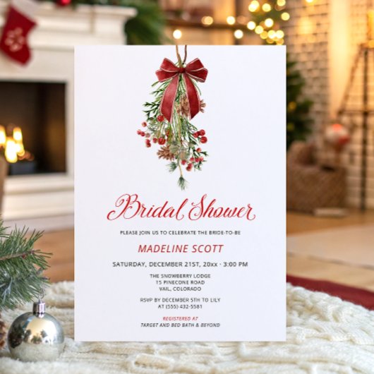 Mistletoe Christmas Winter Bridal Shower Kaart