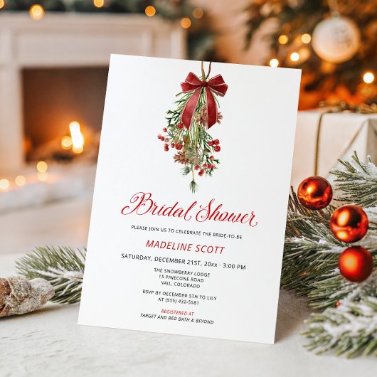 Mistletoe Christmas Winter Bridal Shower Kaart
