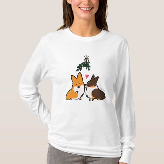 Mistletoe Corgi KissingShirt T-shirt (Voorkant)
