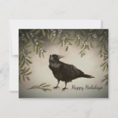 Mistletoe Crow Feestdagenkaart (Voorkant)