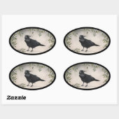 Mistletoe Crow Ovale Sticker (Vel)