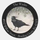 Mistletoe Crow Ronde Sticker (Voorkant)