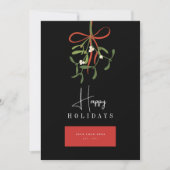 Mistletoe Custom Business Logo Red Black Feestdagenkaart (Voorkant)