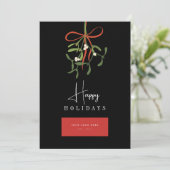 Mistletoe Custom Business Logo Red Black Feestdagenkaart (Staand voorkant)