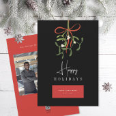 Mistletoe Custom Business Logo Red Black Feestdagenkaart