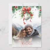 Mistletoe Custom Foto & Naam Christmas Kaart (Voorkant)