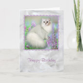 Mistletoe de zilveren Perzische kat Verjaardag Kaa Kaart (Voorkant)
