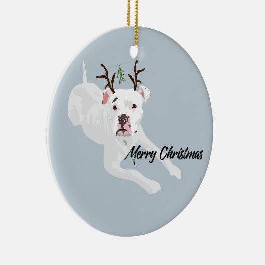 Mistletoe Dog Keramisch Ornament (Rechts)