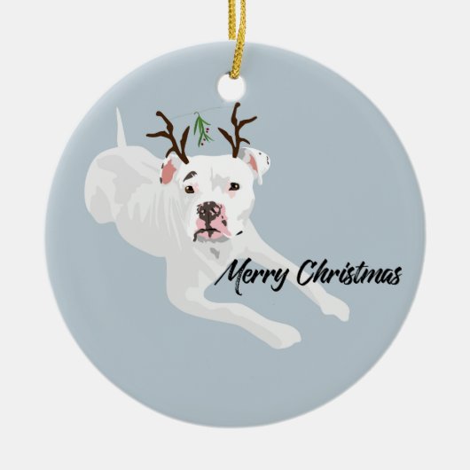 Mistletoe Dog Keramisch Ornament (Voorkant)