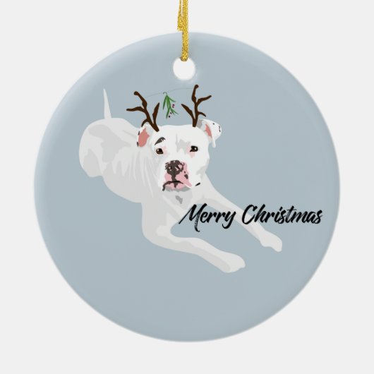 Mistletoe Dog Keramisch Ornament (Achterkant)