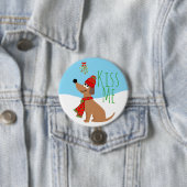 Mistletoe Dog Kisses Large, 3-inch Round Button (In situ)