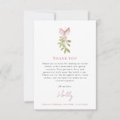 Mistletoe Dusty Rose Bow Bridal Shower Bedankkaart (Voorkant)