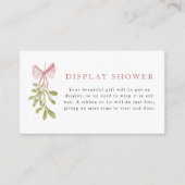 Mistletoe Dusty Rose Bow Display Shower Informatiekaartje (Voorkant)