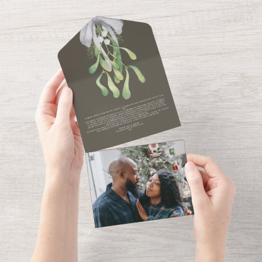 Mistletoe Elegant kerstKaart All In One Uitnodiging (Afscheurbaar)