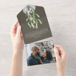 Mistletoe Elegant kerstKaart All In One Uitnodiging