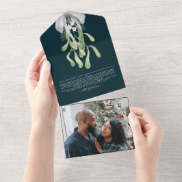 Mistletoe Elegant kerstKaart All In One Uitnodiging