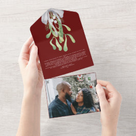 Mistletoe Elegant kerstKaart All In One Uitnodiging