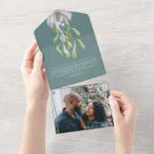 Mistletoe Elegant kerstKaart All In One Uitnodiging (Afscheurbaar)