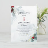 Mistletoe Elegant Waterverf Winter Wedding Invita Kaart (Staand voorkant)