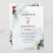 Mistletoe Elegant Waterverf Winter Wedding Invita Kaart (Voorkant / Achterkant)