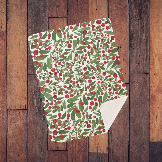 Mistletoe en bessen op witte achtergrond sherpa deken