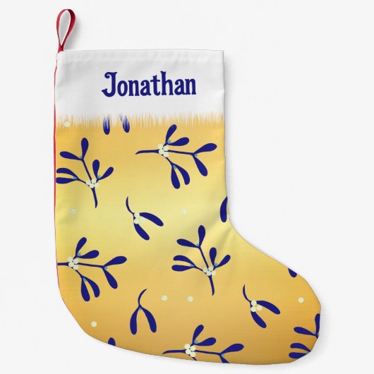 Mistletoe en bessen Stijlvol gepersonaliseerd Kleine Kerstsok (Voorkant)