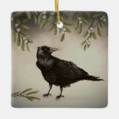 Mistletoe en Crow Keramisch Ornament (Voorkant)