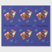 Mistletoe en Holly Berries 2 foto's Cadeaupapier (Vlak)