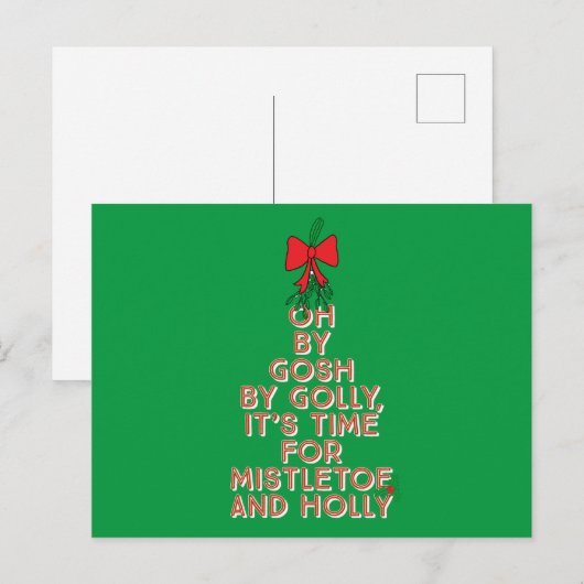 Mistletoe en Holly Briefkaart (Voorkant / Achterkant)