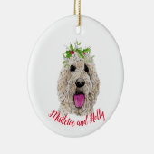Mistletoe en Holly Golden Doodle Ornament (Rechts)