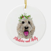 Mistletoe en Holly Golden Doodle Ornament (Voorkant)