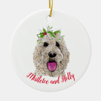 Mistletoe en Holly Golden Doodle Ornament