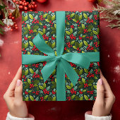Mistletoe en Holly vertrekken Cadeaupapier