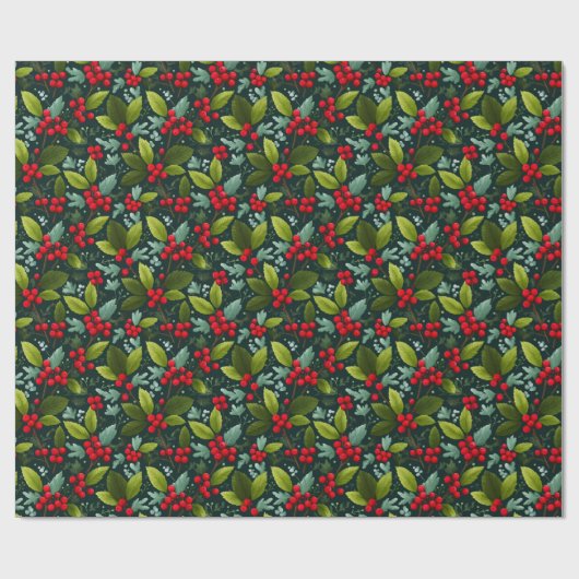 Mistletoe en Holly vertrekken Cadeaupapier (Vlak)
