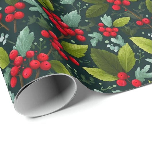 Mistletoe en Holly vertrekken Cadeaupapier (Rol Hoek)