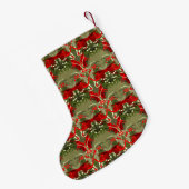 Mistletoe en Holly Vintage Kerstkous Kleine Kerstsok (Achterkant (Hangend))