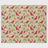 mistletoe en kardinalen cadeaupapier (Vlak)