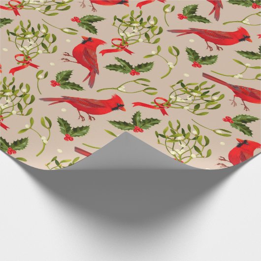 mistletoe en kardinalen cadeaupapier (Hoek)