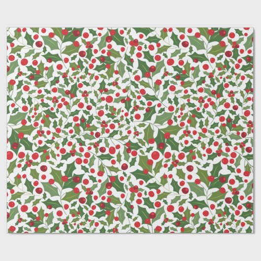 Mistletoe en kerst met Berries Cadeaupapier (Vlak)