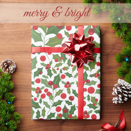 Mistletoe en kerst met Berries Cadeaupapier