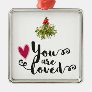 *MISTLETOE EN LIEFDE VOOR JOU* KERSTORNAMENT METALEN ORNAMENT