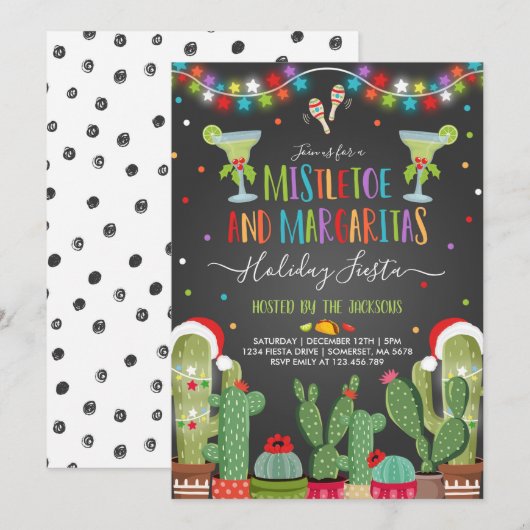 Mistletoe en Margaritas Holiday Party Invitation Kaart (Voorkant / Achterkant)