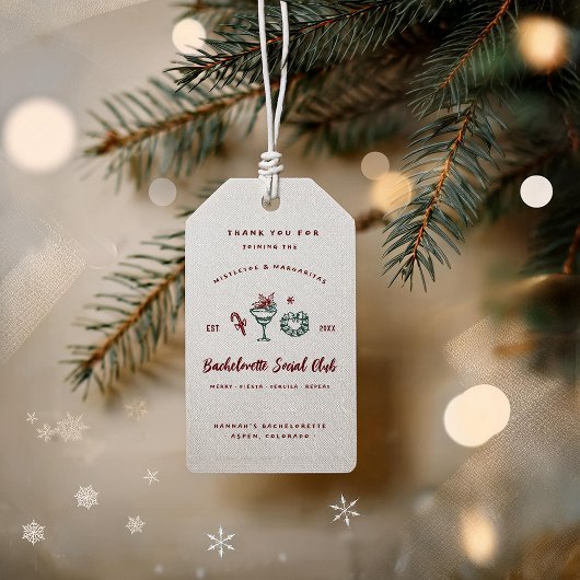 Mistletoe en Margaritas | Kerst Bachelorette Cadeaulabel