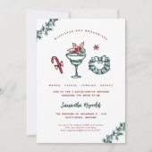 Mistletoe en Margaritas | Kerst Bachelorette Kaart (Voorkant)