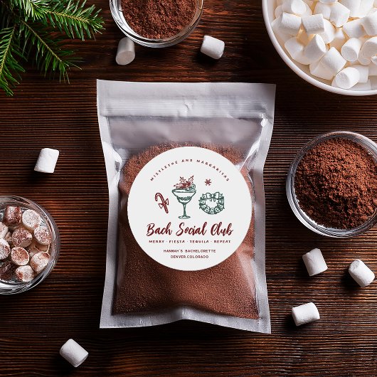 Mistletoe en Margaritas | Kerst Bachelorette Ronde Sticker