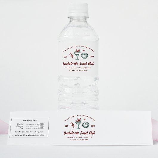Mistletoe en Margaritas | Kerst Bachelorette Waterfles Etiket